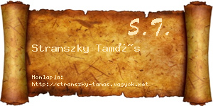 Stranszky Tamás névjegykártya
